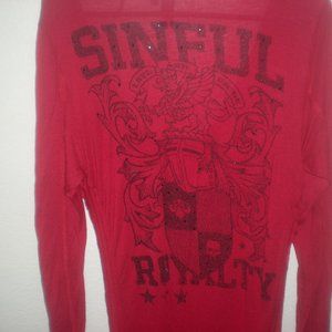 SINFUL By  Affliction  Brand  Tunic  Top  Dress NWOT  Red  SIZE L